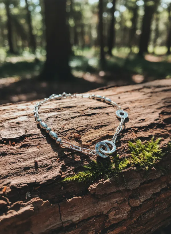 Silver_Tone_Interlocking_Ring_Chain_Adjustable_Bracelet_For_Women_925_Sterling_Silver